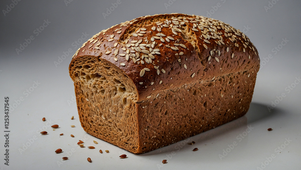 Whole grain bread loaf with visible seeds, isolated. Whole grain bread loaf with visible seeds, isolated.