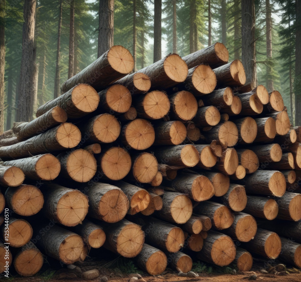 A stack of neatly arranged logs in the forest , forest, woods, woodpile A stack of neatly arranged logs in the forest , forest, woods, woodpile