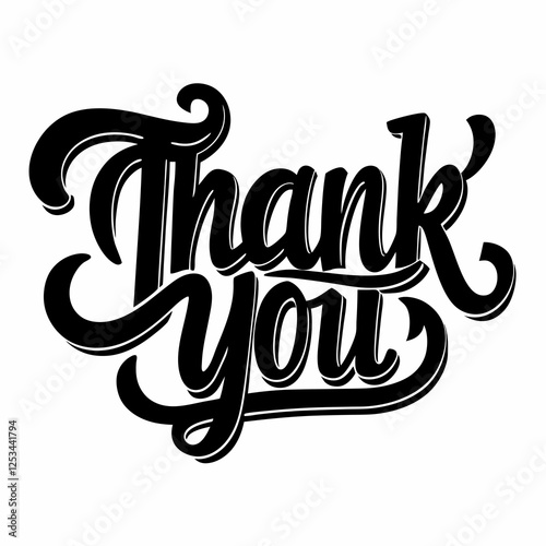 Elegant Thank You Silhouette: Perfect for Cards, Websites, and Social Media Design. Isolated on     