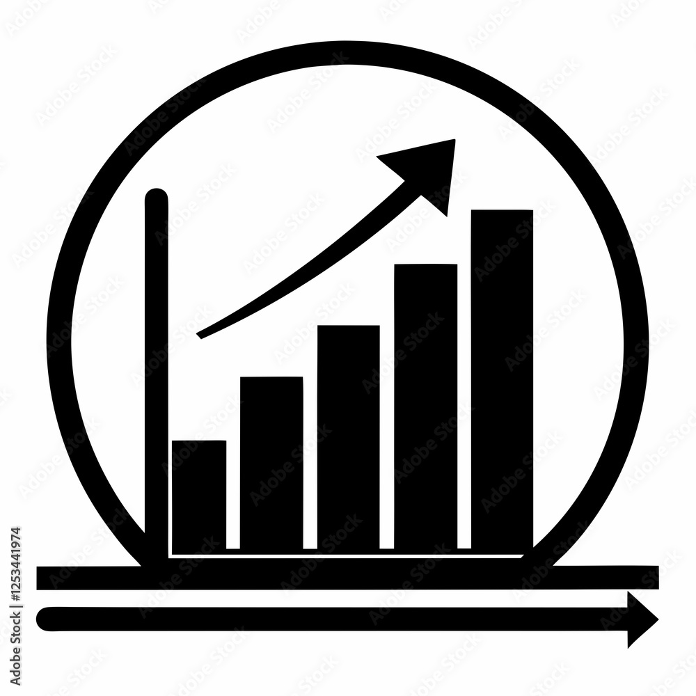 Upward Trending Bar Graph Silhouette Icon: Growth, Success, Progress, Statistics, Data Upward Trending Bar Graph Silhouette Icon: Growth, Success, Progress, Statistics, Data