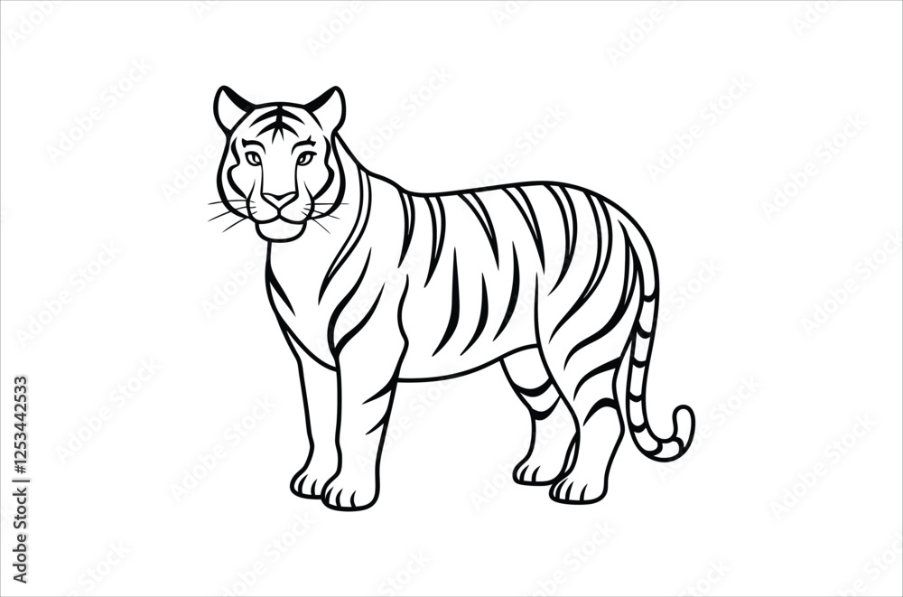 Obraz premium tiger vector, icon vector illustration, tiger silhouette of a tiger isolated on a white background, eps, png, svg, vector,