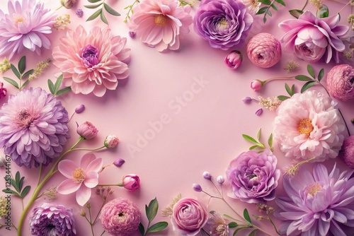 Wallpaper Mural Delicate pastel blossoms arranged in a charming floral frame, showcasing a soft pink backdrop, perfect for romantic or celebratory designs. Torontodigital.ca