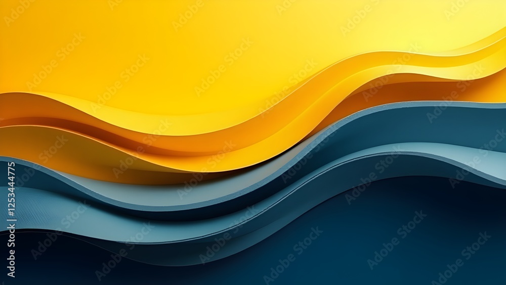 Obraz premium yellow and navy blue fluid and smooth waves
