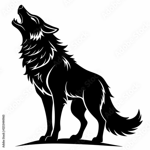Majestic Wolf Howling at Moon: Silhouette, Wild, Nature, Freedom, Wilderness, Powerful, Lone Wolf,  