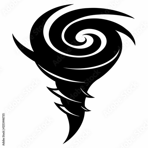 Powerful Tornado Swirl Silhouette: Dramatic Weather Icon, Isolated Vector Graphic for Design        