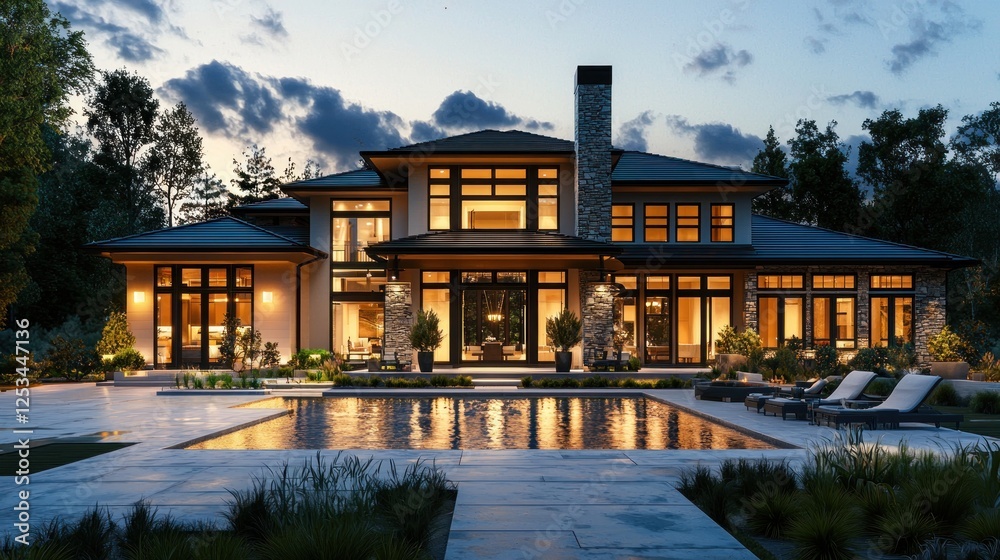 Luxurious Modern Home Twilight Luxurious Modern Home Twilight