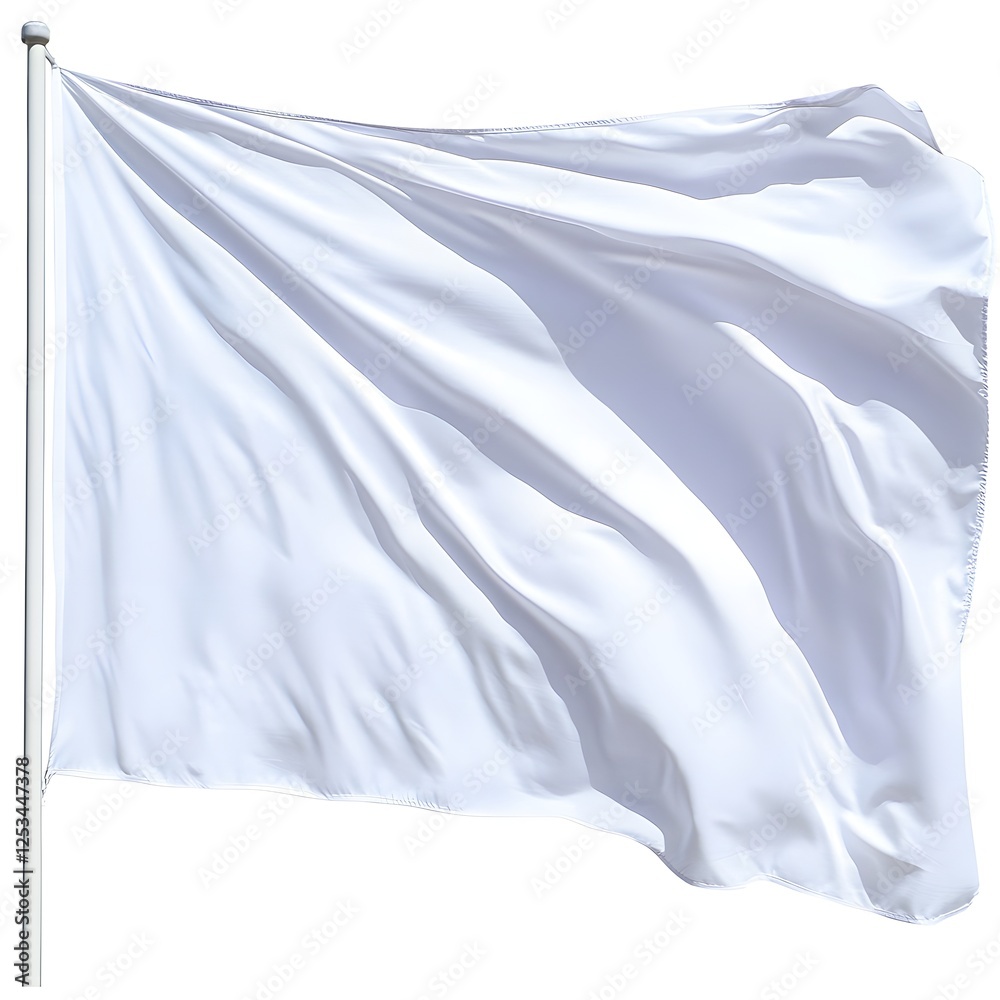 Obraz premium White Flag Waves in the Wind Gently