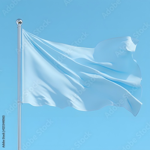 Light Blue Flag Waves Gently in Breeze photo