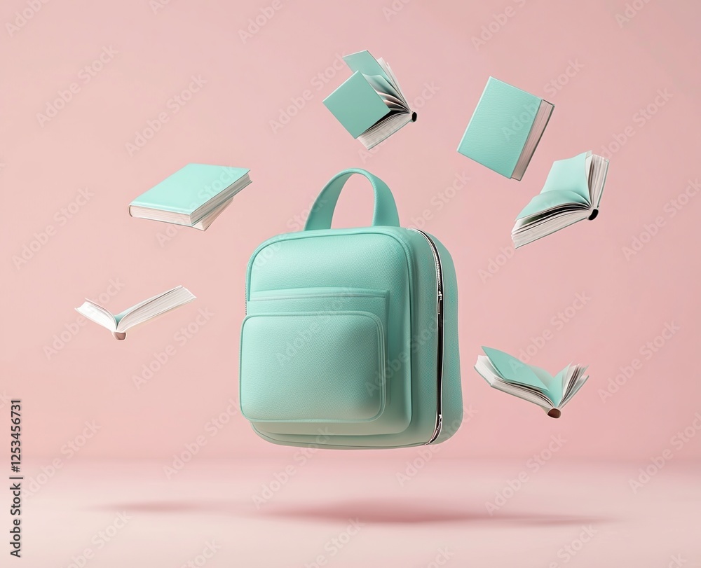 Pastel Backpack and Books: Back to School Pastel Backpack and Books: Back to School