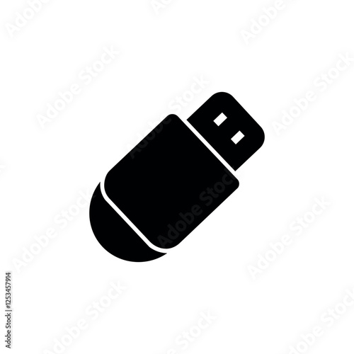 Minimalist USB Flash Drive Icon – Clean Black Silhouette Design