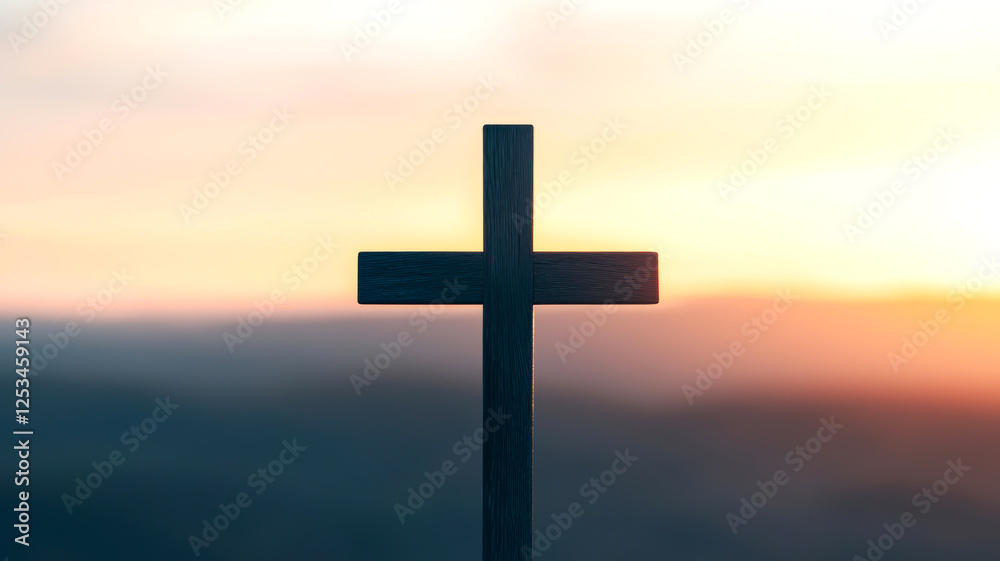 A silhouette of a cross against a beautiful sunset, symbolizing faith, hope, and spirituality. A silhouette of a cross against a beautiful sunset, symbolizing faith, hope, and spirituality.