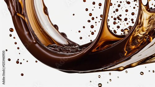 Obraz na płótnie Chocolate splashes and wave of chocolate drink, cocoa on white background w salonie