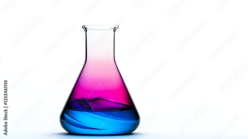 a glowing liquid in a conical flask, alchemical meets modern chemistry, surreal colors, isolated on white background a glowing liquid in a conical flask, alchemical meets modern chemistry, surreal colors, isolated on white background