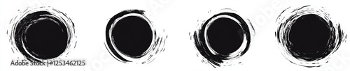Black circular brush strokes on white background