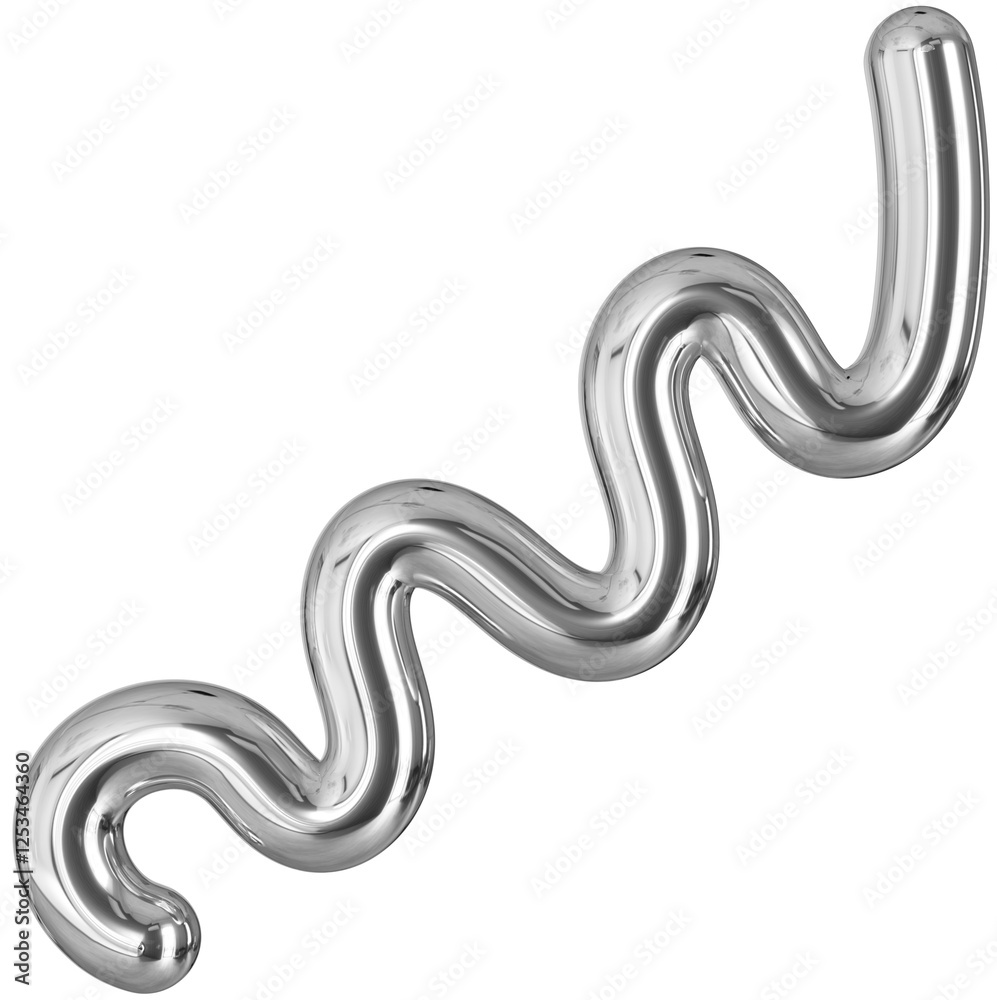 Fototapeta premium 3D Chrome Silver abstract shape, futuristic metallic ilustration