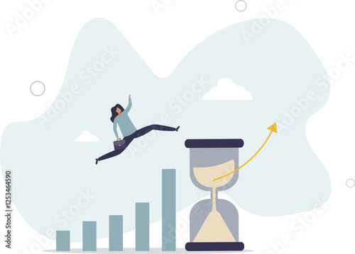 Time value of money, long term investment, business growth or success growing business, make profit or investment gain concept.flat character life .
