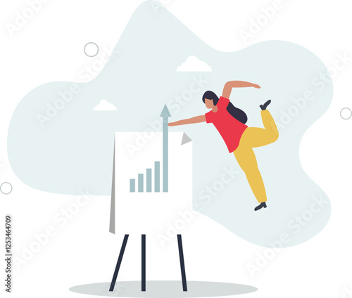 Growth or improvement, increase sales or revenue raising, growing business or develop marketing plan to help gain more profit concept.flat character life .