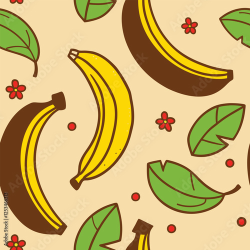 seamless pattern with bananas and leaves