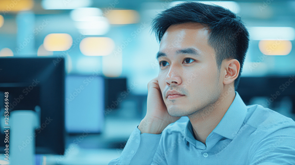 Focused professional analyzing data office portrait modern workspace close-up Focused professional analyzing data office portrait modern workspace close-up