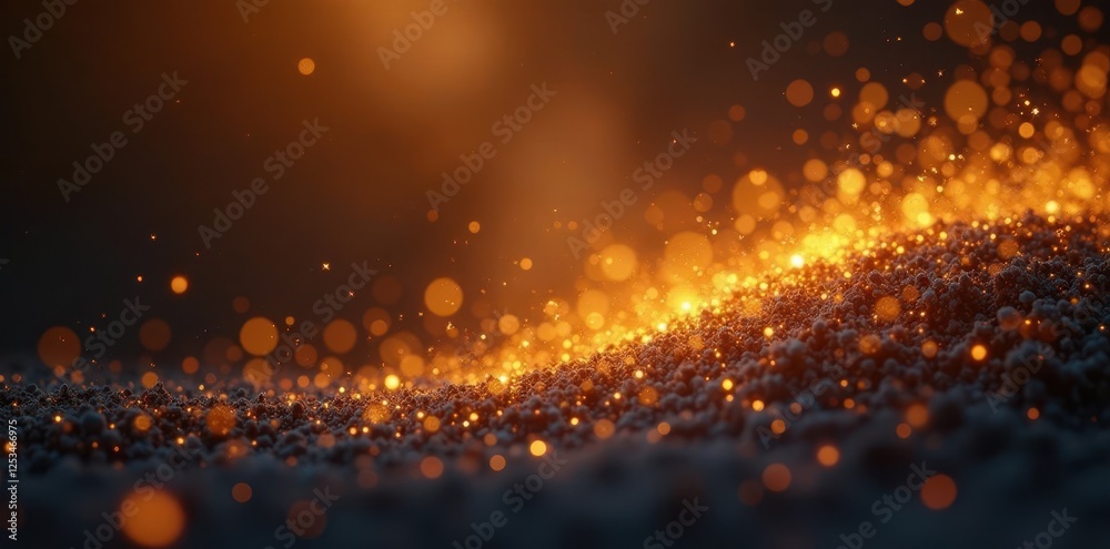 Naklejka premium Golden dust motes, incandescent glow, ethereal shine, ray, star, sparkle