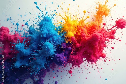 Intense color blots merge, forming dynamic shapes , background, art, watercolor