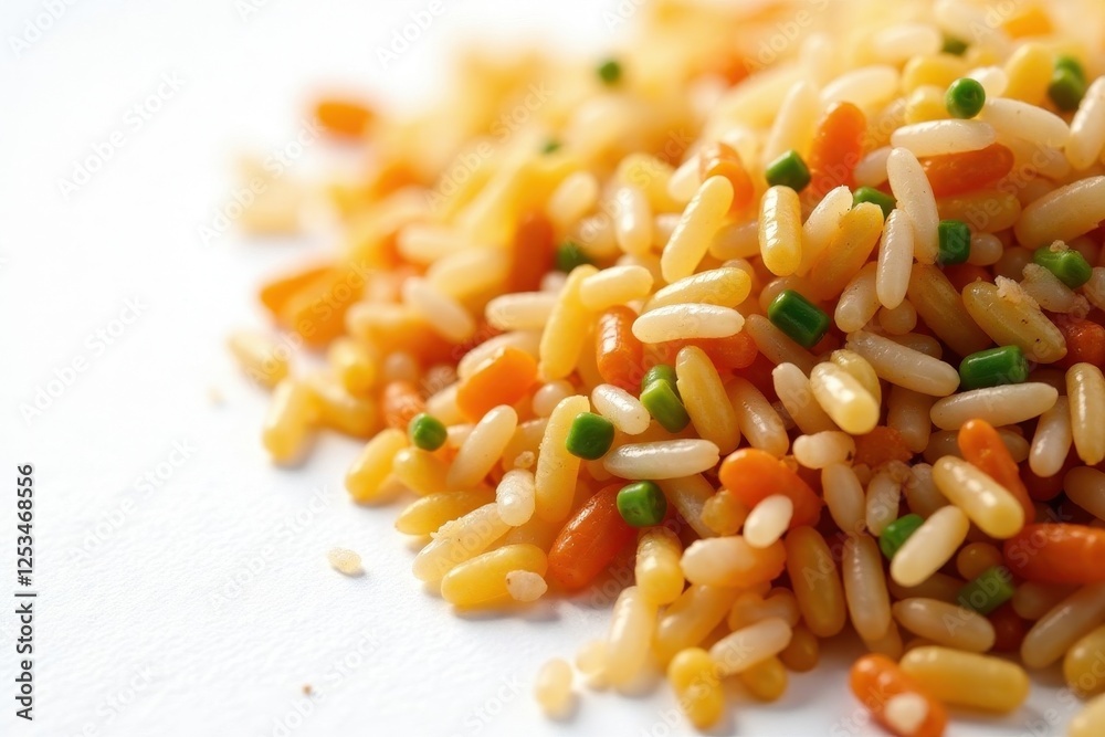 Intricate texture of long & wild rice mix on white , blend, closeup, detail Intricate texture of long & wild rice mix on white , blend, closeup, detail