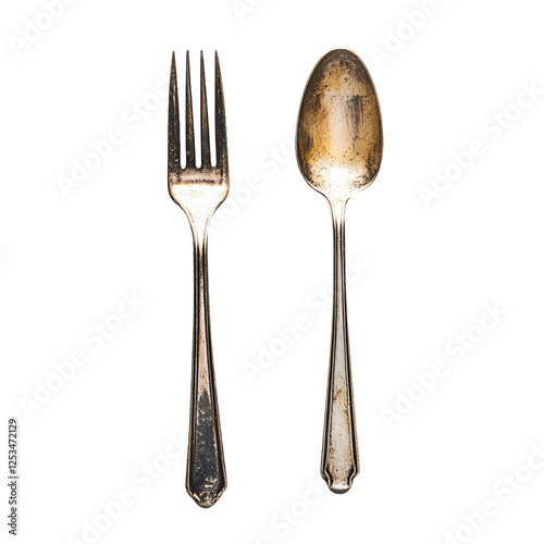 a fork and a spoon on a white surface