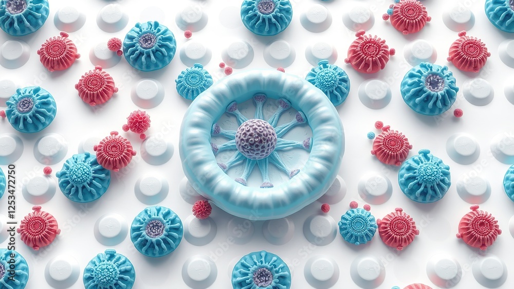 Fototapeta premium 3D Cell Model Integrated into Patterned Framework