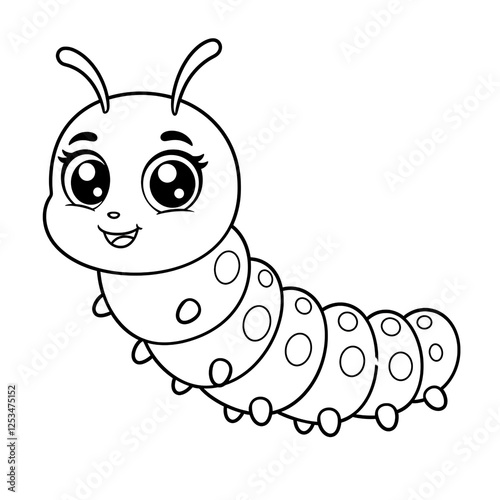 Cute cartoon caterpillar coloring page outline for kids