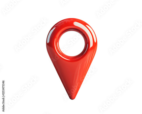 A vibrant red location pin symbolizing navigation and mapping, perfect for modern digital applications. Isolated on transparent background, png. photo