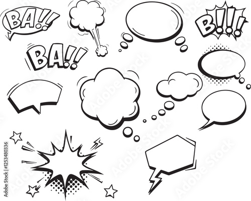 speech bubbles thought bubbles silhouette vector logo illustration design set
