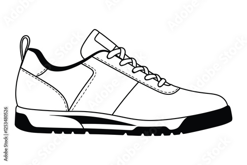 Sneaker silhouette vector, with white background.