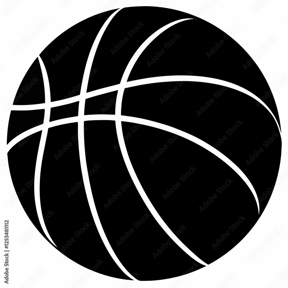 Naklejka premium A Black and White Silhouette Image of a Basketball