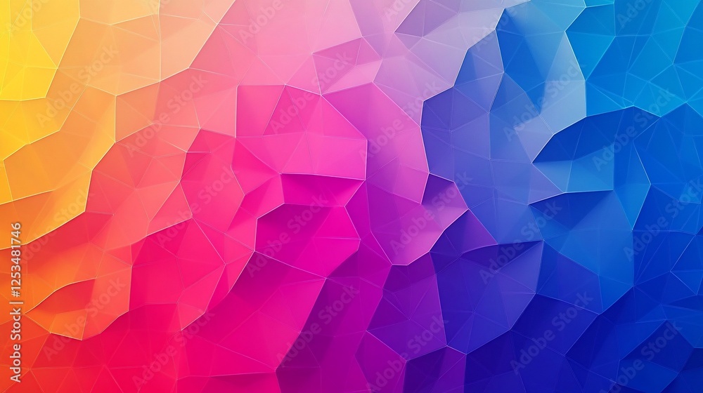 Obraz premium Abstract polygonal design with vibrant gradient of colors yellow to blue