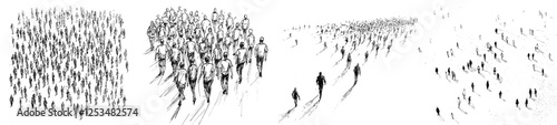 People set depicting black silhouettes of artistically rendered individuals