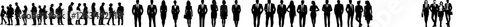 Print a silhouette of teenage boys and girls holding books and backpacks