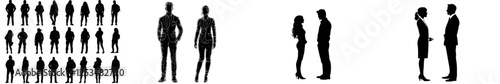 Business people silhouettes, a group of standing men and women