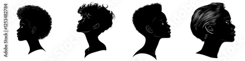 A modern silhouette of a black woman with afro hair. Ending racism. Black lives matter