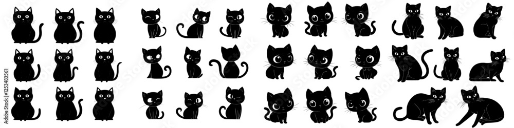 Cat silhouette collection featuring a big eyes cat set and modern black catsA collection of cat silhouettes that includes a big eyes cat set along with contemporary black catsCat silhouette Cat silhouette collection featuring a big eyes cat set and modern black catsA collection of cat silhouettes that includes a big eyes cat set along with contemporary black catsCat silhouette