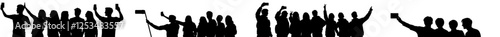 A collection of silhouette figures taking selfies in various poses against a modern backdrop