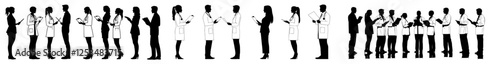 A modern illustration featuring a detailed silhouette of a doctor on a white background