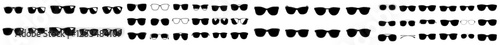 Modern sunglasses collection, blending vintage styles with fashion, featuring chic eyewear silhouettes, depicted in a black sunglasses illustration on a white background, ideal for fashion designs,