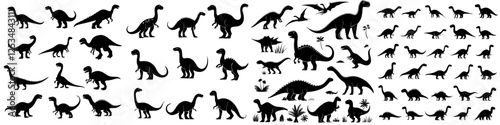 Set of Dinosaur Silhouette Icon