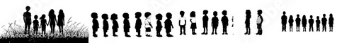 Children kids silhouette set, modern silhouette of children