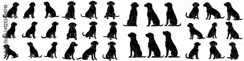 Labrador Retriever dog silhouette set for animals in a modern template