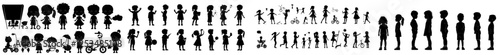 Modern illustration of children in various playful standing poses, perfect for educational designs, websites, or creative projects that require child-themed visuals