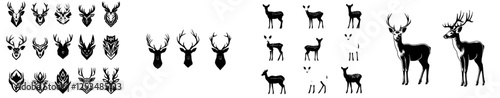 a modern art illustration featuring a silhouette of a whitetail deer