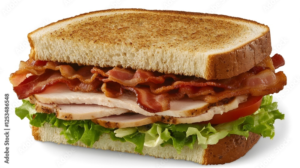 Delicious Bacon and Turkey Sandwich with Fresh Vegetables Delicious Bacon and Turkey Sandwich with Fresh Vegetables