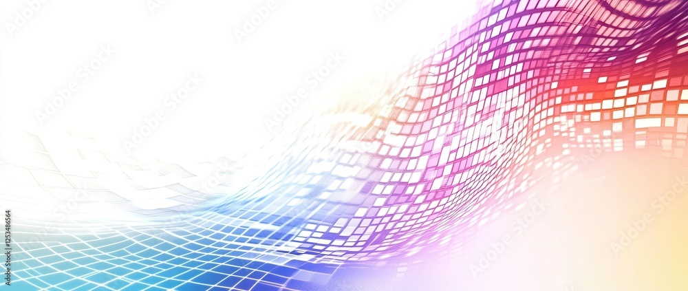 Fototapeta premium Abstract colorful spectrum background vector presentation design template with mosaic squares and waves for technology