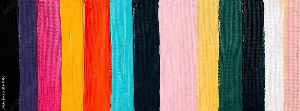 Abstract painting with colorful vertical stripes, acrylic on canvas, vibrant colors, brush strokes, texture, and depth Abstract painting with colorful vertical stripes, acrylic on canvas, vibrant colors, brush strokes, texture, and depth